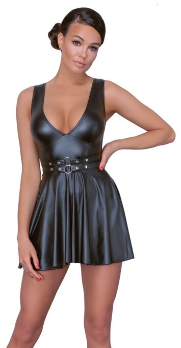 Rochie Mini Evazata, Wetlook, Negru, S 1 Rochie Mini Evazata, Wetlook, Negru, S