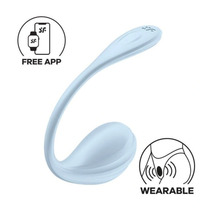 Ou Vibrator Smooth Petal Satisfyer Free App, Silicon, Albastru Deschis, 23 cm 1 Ou Vibrator Smooth Petal Satisfyer Free App, Silicon, Albastru Deschis, 23 cm