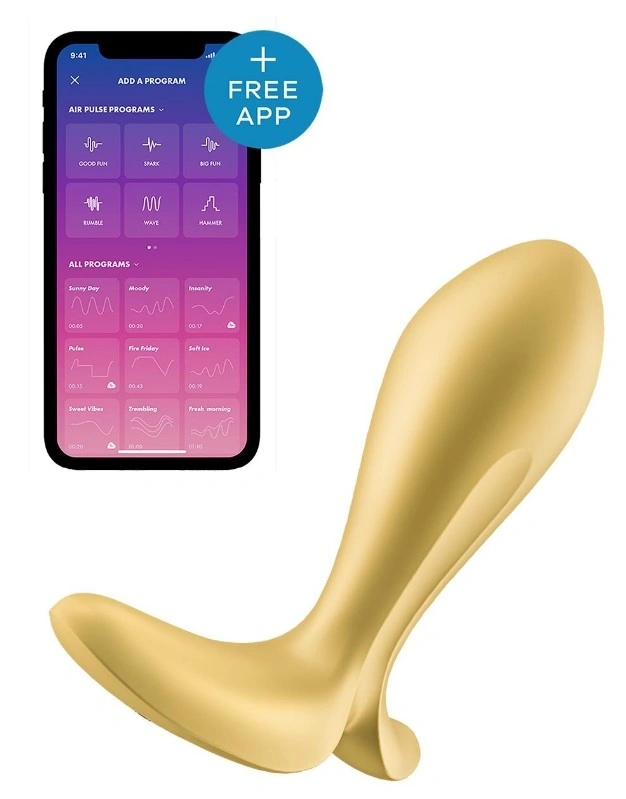 Dop Anal cu Vibratii Intensity Plug, Free App, Control Bluetooth, Silicon, USB, Galben, 11.3 cm 1 Dop Anal cu Vibratii Intensity Plug, Free App, Control Bluetooth, Silicon, USB, Galben, 11.3 cm
