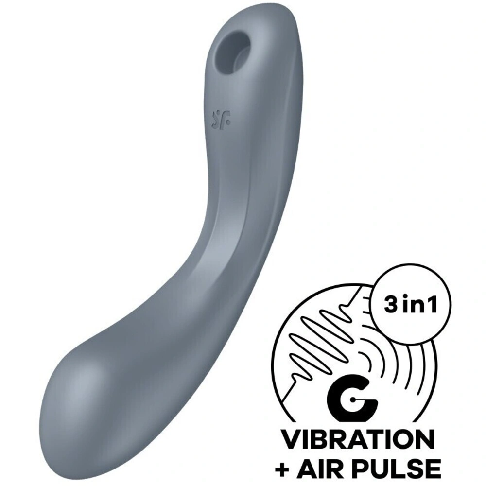 Vibrator Curvy Trinity 1, Air Pulse, 11 Programe Suctiune, 12 Programe Vibratii, Silicon, USB, Gri, 16.4 cm 1 Vibrator Curvy Trinity 1, Air Pulse, 11 Programe Suctiune, 12 Programe Vibratii, Silicon, USB, Gri, 16.4 cm