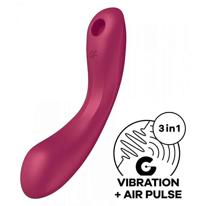 Vibrator Curvy Trinity 1, Air Pulse, 11 Programe Suctiune, 12 Programe Vibratii, Silicon, USB, Rosu, 16.4 cm 1 Vibrator Curvy Trinity 1, Air Pulse, 11 Programe Suctiune, 12 Programe Vibratii, Silicon, USB, Rosu, 16.4 cm