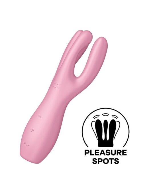Vibrator Threesome 3 Satisfyer Silicon USB Roz 14 cm