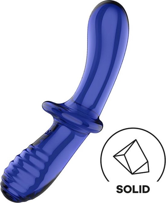 Dildo Dublu Double Crystal, Sticla Borosilicata, Albastru Deschis, 19 cm 1 Dildo Dublu Double Crystal, Sticla Borosilicata, Albastru Deschis, 19 cm
