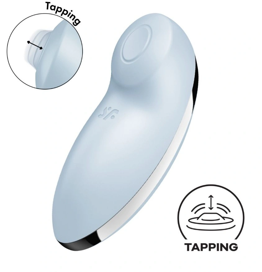 Stimulator Tap&Climax 2, Silicon, 11 Moduri Tapare si Vibratii, USB Magnetic, Albastru, 11 cm