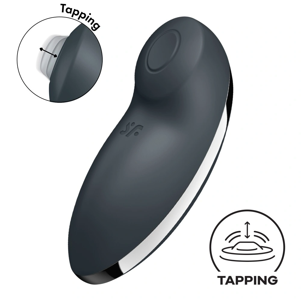 Vibrator Clitoridian Tap&Climax 2, Silicon, USB, Gri, 11 cm