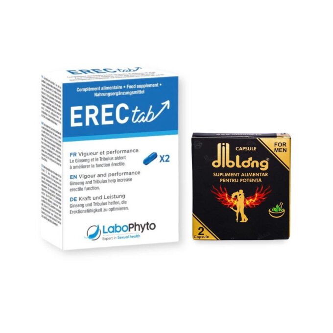 Pachet pentru bărbați: Capsule afrodisiace LABOPHYTO ErectaB, 2 buc + Supliment alimentar pentru bărbați Capsule DIBLONG Ginseng, 2 buc