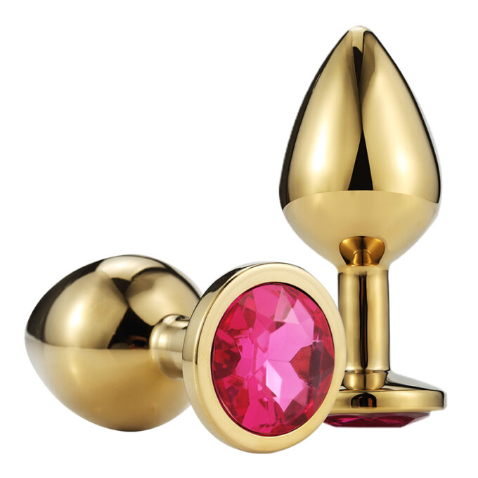 Dop Anal Gold Metallic Buttplug Large, Auriu/Fucsia, Passion Labs 1 Dop Anal Gold Metallic Buttplug Large, Auriu/Fucsia, Passion Labs