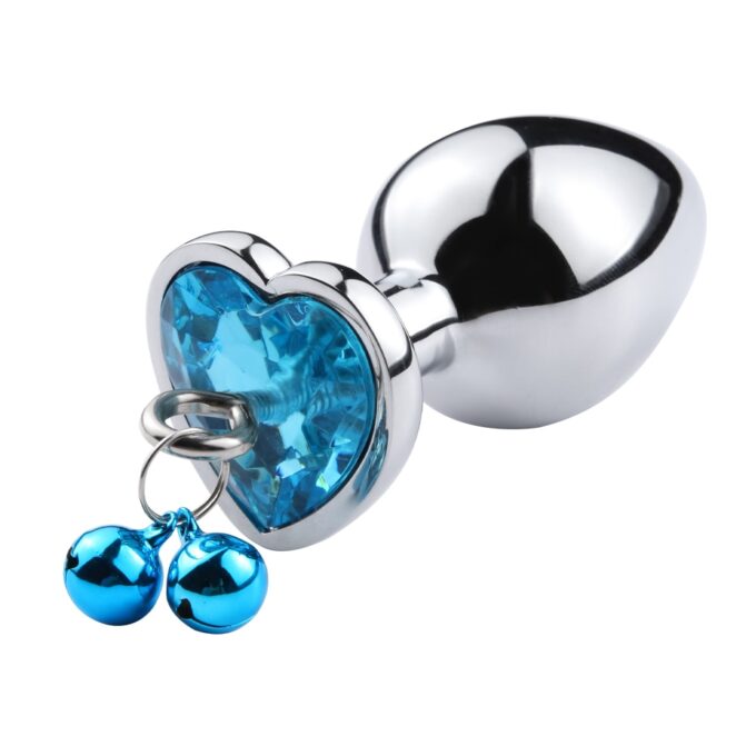 Dop Anal Small Heart Shape cu Clopotei Ring My Bells, Metal, Argintiu/Albastru, 7 cm, Passion Labs 1 Dop Anal Small Heart Shape cu Clopotei Ring My Bells, Metal, Argintiu/Albastru, 7 cm, Passion Labs
