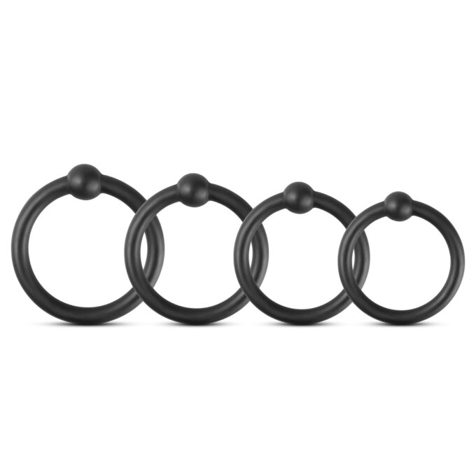Set 4 Inele Erectie Quattro, Silicon, Negru, Guilty Toys