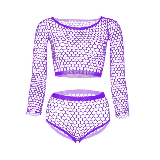 Set 2 Piese Fishnet, Violet, S-L 1 Set 2 Piese Fishnet, Violet, S-L