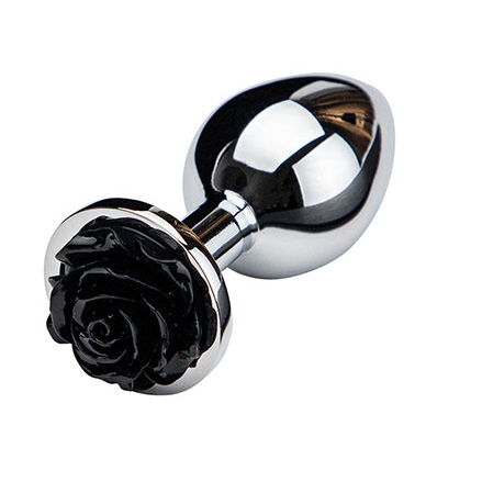 Dop Anal Rose Pleasure Small, Argintiu/Negru, Guilty Toys 1 Dop Anal Rose Pleasure Small, Argintiu/Negru, Guilty Toys