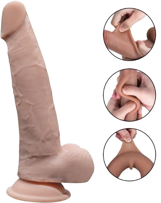 Dildo Grey Sliding&Bendable, TPE Strat Dublu, Natural, 22 cm, Mokko Toys 1 Dildo Grey Sliding&Bendable, TPE Strat Dublu, Natural, 22 cm, Mokko Toys