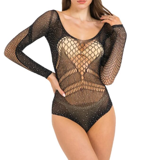 Body Shiny Star, Negru, S/M 1 Body Shiny Star, Negru, S/M