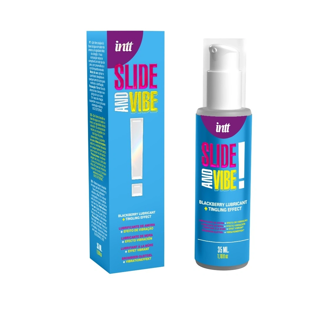 Lubrifiant Slide and Vibe pe Baza de Apa cu Efect Vibrator, Aroma Mure, 35 ml