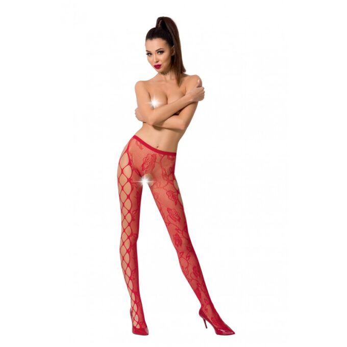 Ciorapi Passion Crotchless Sweet Roses, Rosu, S-L 1 Ciorapi Passion Crotchless Sweet Roses, Rosu, S-L