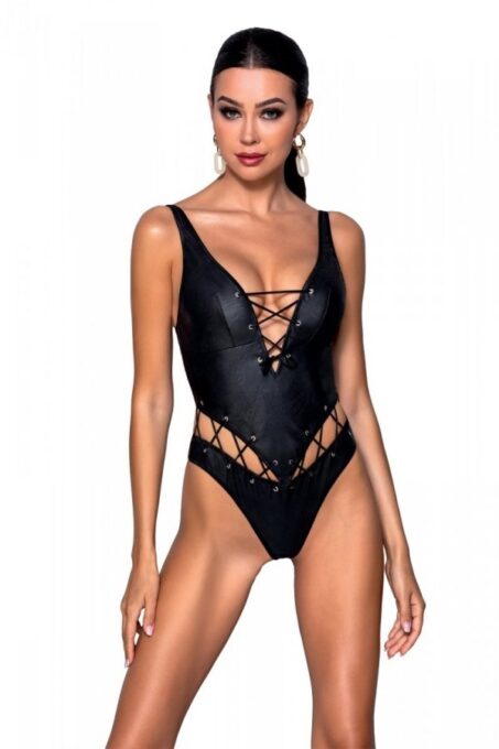 Body din Piele Ecologica Francesca, Negru, S/M 1 Body din Piele Ecologica Francesca, Negru, S/M