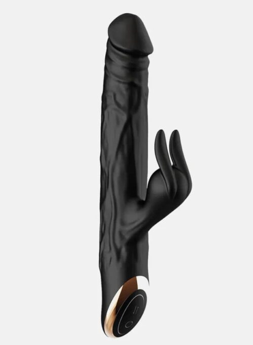 Vibrator Midnight Rabbit, 10 Moduri Thrusting, 10 Moduri Vibratii, Silicon, USB, Negru, 24.5 cm, Guilty Toys, Glamour 1 Vibrator Midnight Rabbit, 10 Moduri Thrusting, 10 Moduri Vibratii, Silicon, USB, Negru, 24.5 cm, Guilty Toys, Glamour