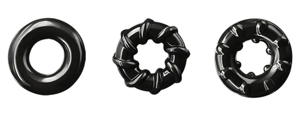 Set 3 Inele Erectie Trio Rings, TPE, Negru, Guilty Toys