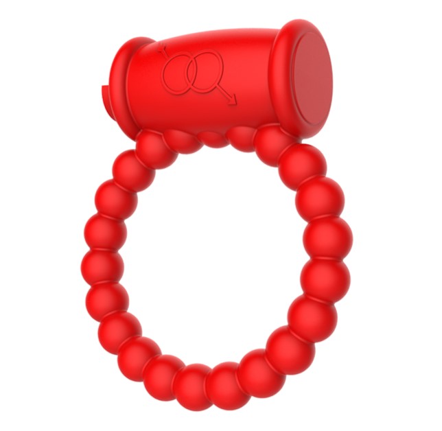 Inel de Penis Beaded Ring cu Vibratii, Silicon, Rosu, Mokko Toys, Good Vibes 1 Inel de Penis Beaded Ring cu Vibratii, Silicon, Rosu, Mokko Toys, Good Vibes