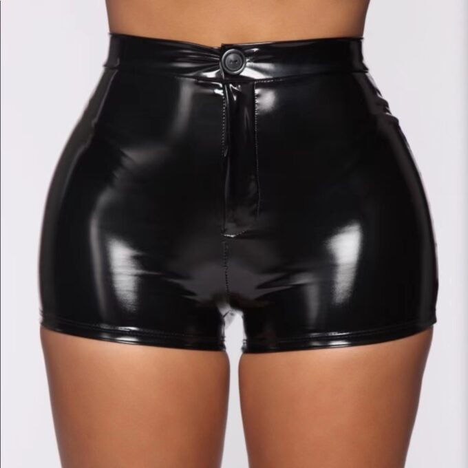 Pantaloni Scurti cu Talie Inalta Taboo, Wetlook, Negru, M, JGF Lingerie 1 Pantaloni Scurti cu Talie Inalta Taboo, Wetlook, Negru, M, JGF Lingerie