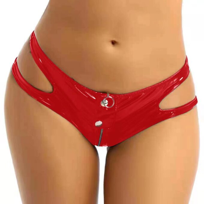 Bikini cu Decupaje, Wetlook, Rosu, S 1 Bikini cu Decupaje, Wetlook, Rosu, S