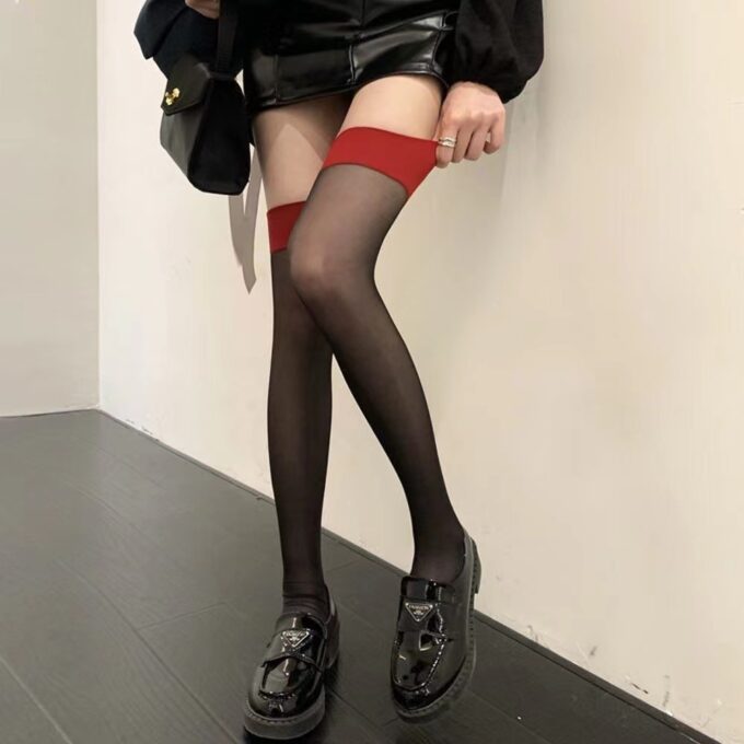 Ciorapi Sexy cu Banda Lata, Negru/Rosu, XS/S, JGF Lingerie 1 Ciorapi Sexy cu Banda Lata, Negru/Rosu, XS/S, JGF Lingerie