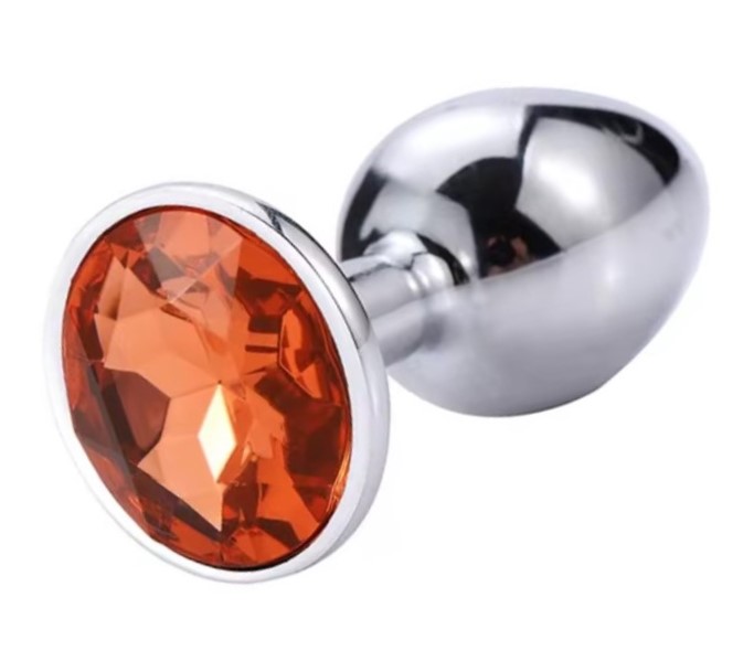 Dop Anal Metallic Buttplug, Small, Argintiu/Portocaliu, Passion Labs 1 Dop Anal Metallic Buttplug, Small, Argintiu/Portocaliu, Passion Labs
