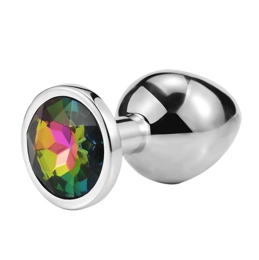 Dop Anal Metallic Buttplug, Small, Argintiu/Multicolor, Passion Labs 1 Dop Anal Metallic Buttplug, Small, Argintiu/Multicolor, Passion Labs