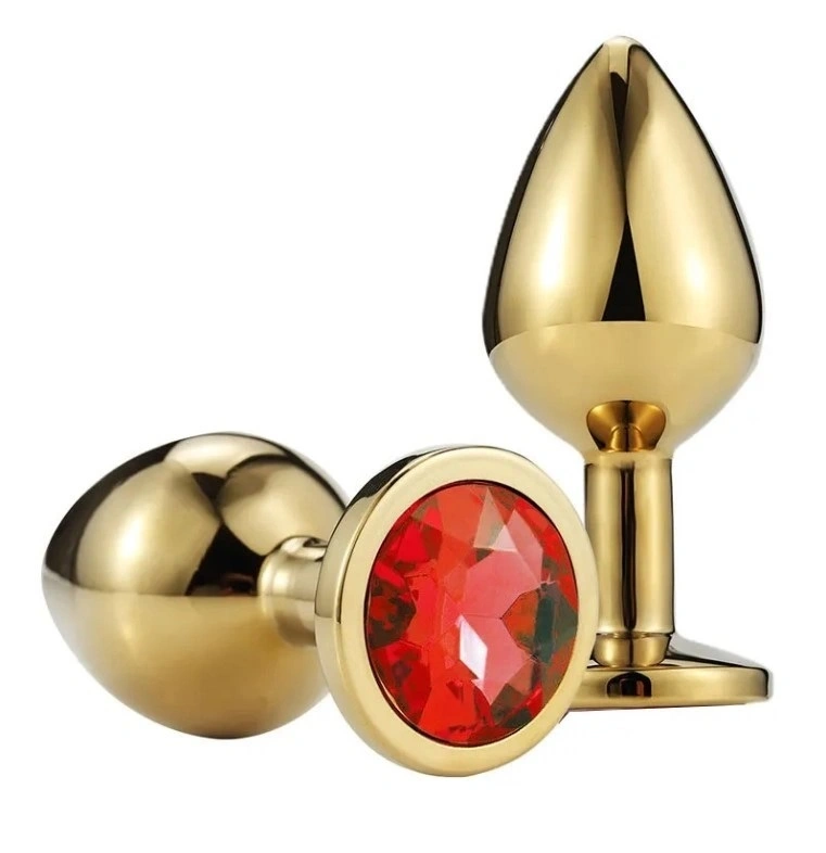 Dop Anal Metallic Buttplug, Small, Auriu/Rosu, Passion Labs 1 Dop Anal Metallic Buttplug, Small, Auriu/Rosu, Passion Labs