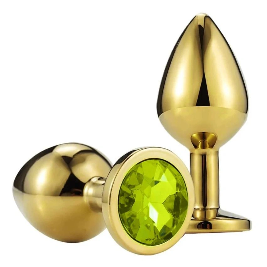 Dop Anal Metallic Buttplug, Small, Auriu/Verde Deschis, Passion Labs 1 Dop Anal Metallic Buttplug, Small, Auriu/Verde Deschis, Passion Labs