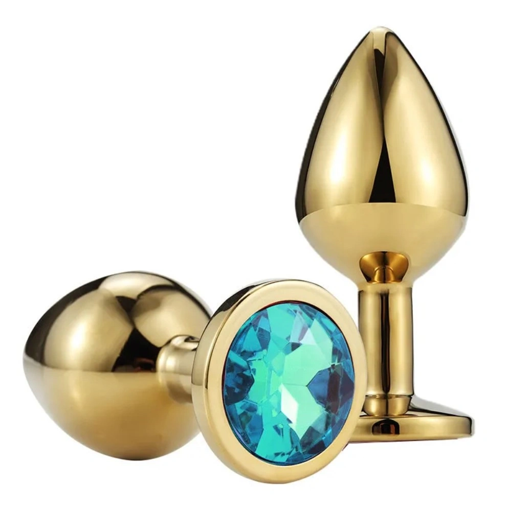Dop Anal Metallic Buttplug, Small, Auriu/Albastru Deschis, Passion Labs 1 Dop Anal Metallic Buttplug, Small, Auriu/Albastru Deschis, Passion Labs