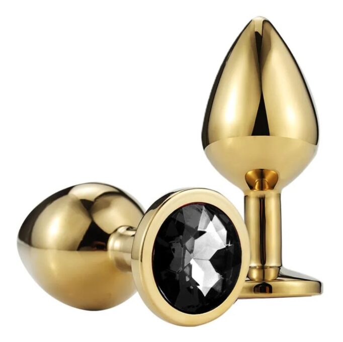Dop Anal Metallic Buttplug, Medium, Auriu/Negru, Passion Labs 1 Dop Anal Metallic Buttplug, Medium, Auriu/Negru, Passion Labs
