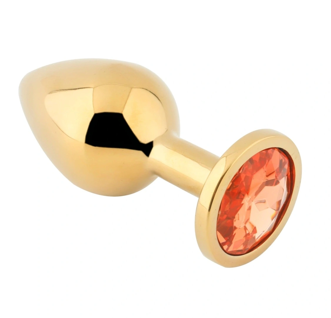 Dop Anal Metallic Buttplug, Large, Auriu/Portocaliu, Passion Labs 1 Dop Anal Metallic Buttplug, Large, Auriu/Portocaliu, Passion Labs