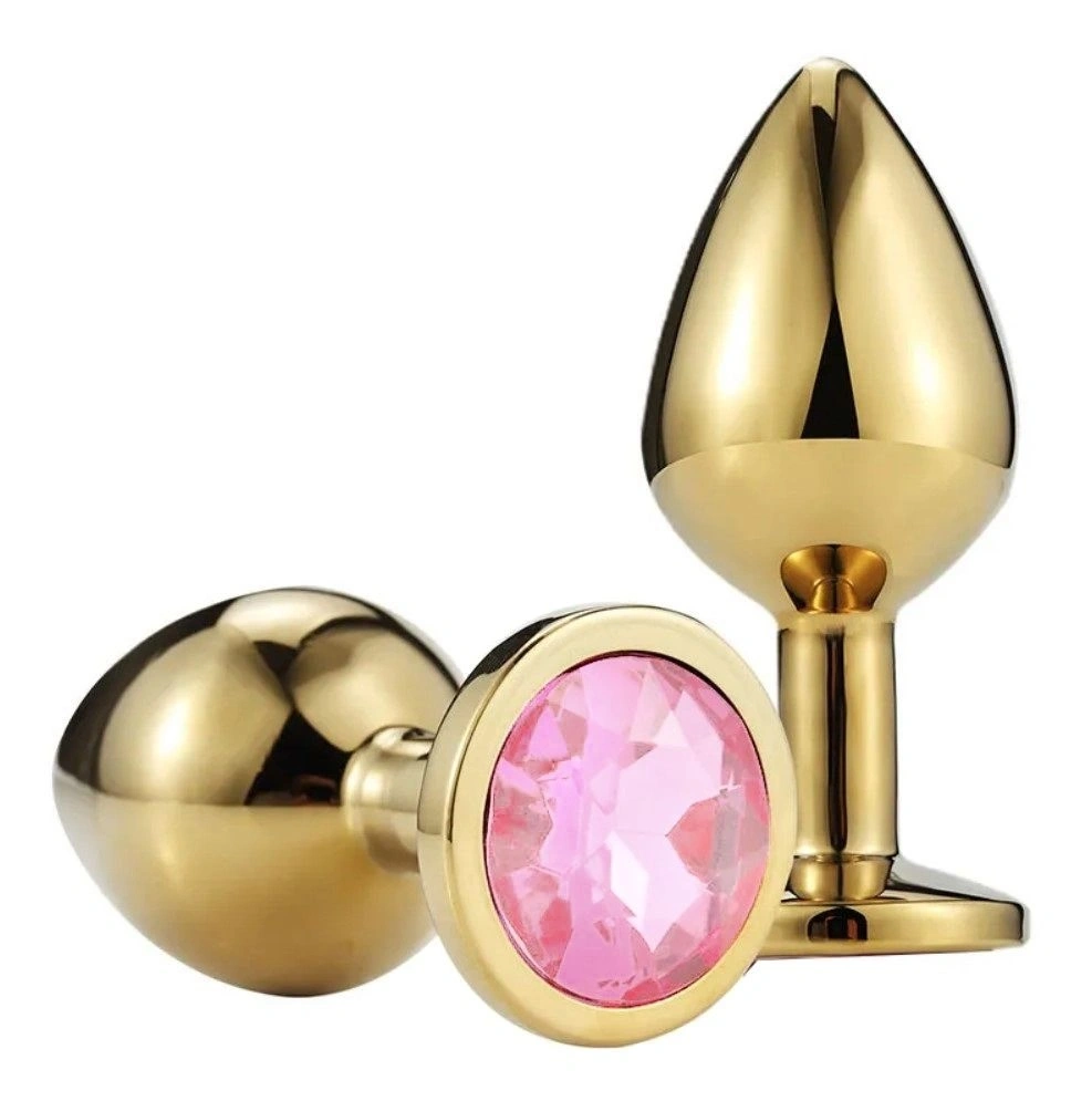 Dop Anal Metallic Buttplug, Large, Auriu/Roz Deschis, Passion Labs 1 Dop Anal Metallic Buttplug, Large, Auriu/Roz Deschis, Passion Labs