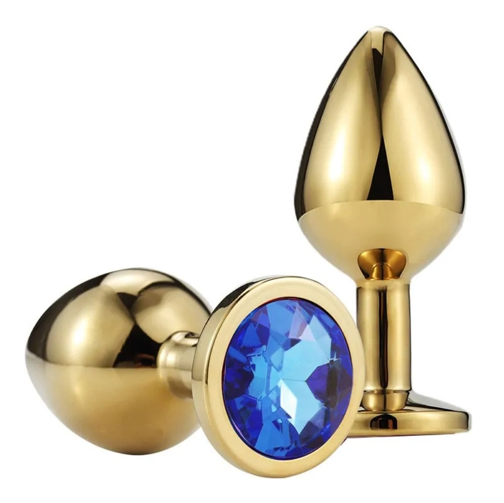 Dop Anal Metallic Buttplug, Large, Auriu/Albastru Inchis, Passion Labs 1 Dop Anal Metallic Buttplug, Large, Auriu/Albastru Inchis, Passion Labs