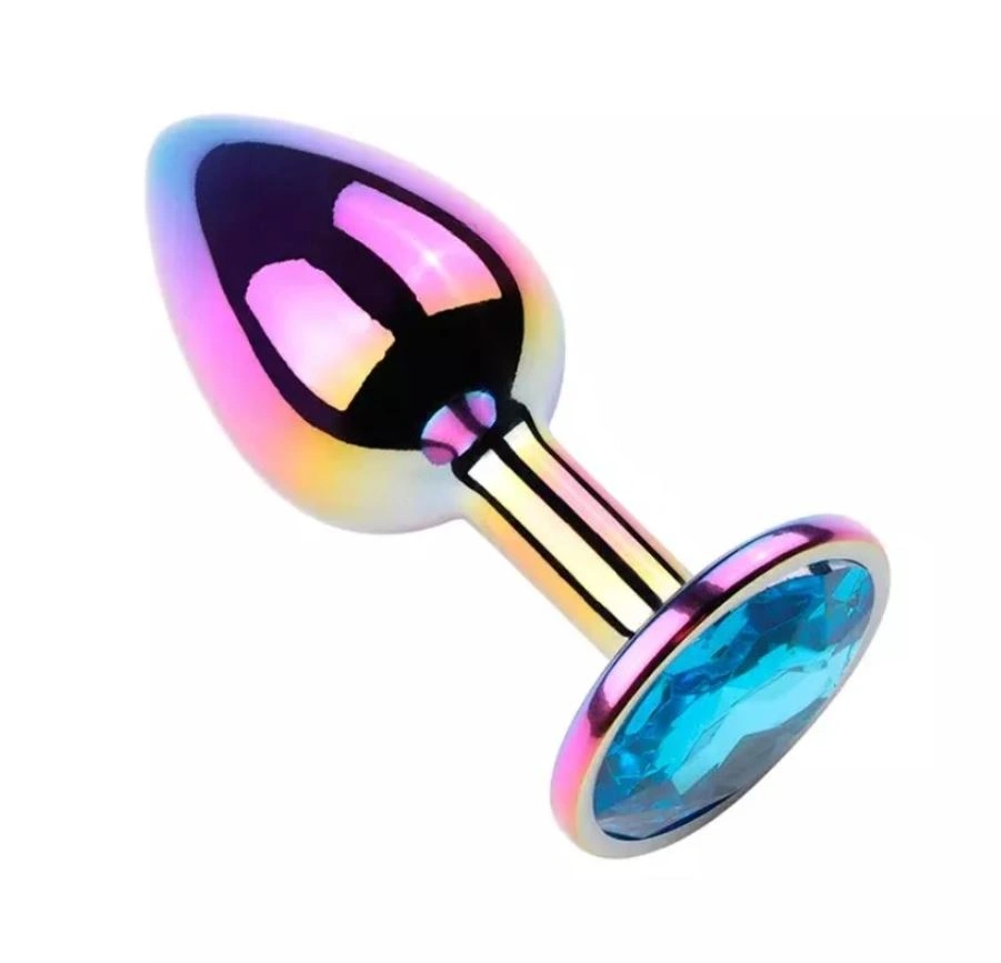 Dop Anal Metalic, Small, Multicolor, Piatra Albastru Deschis, Guilty Toys 1 Dop Anal Metalic, Small, Multicolor, Piatra Albastru Deschis, Guilty Toys