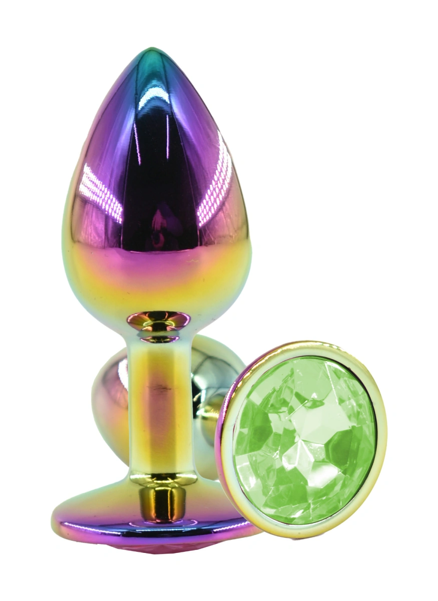 Dop Anal Metalic, Medium, Multicolor, Piatra Verde Deschis, Guilty Toys 1 Dop Anal Metalic, Medium, Multicolor, Piatra Verde Deschis, Guilty Toys