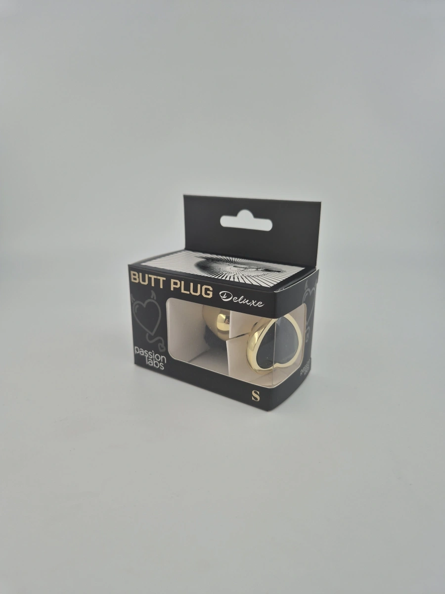 Dop Anal Hearty Buttplug, Small, Auriu/Negru, Passion Labs 1 Dop Anal Hearty Buttplug, Small, Auriu/Negru, Passion Labs