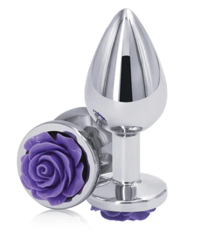 Dop Anal Rose Pleasure Small, Argintiu/Mov, Guilty Toys 1 Dop Anal Rose Pleasure Small, Argintiu/Mov, Guilty Toys