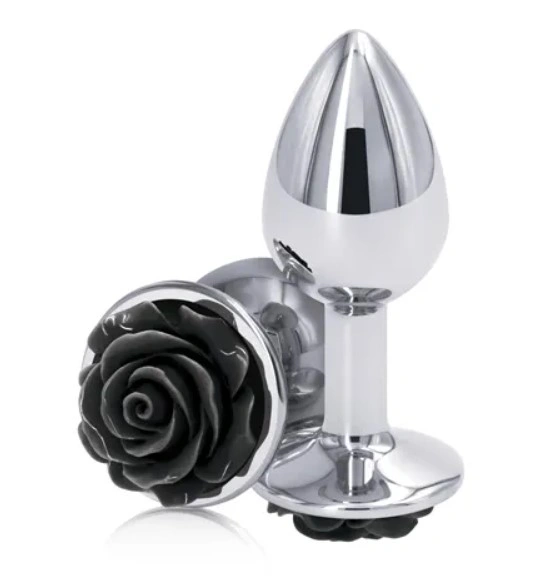 Dop Anal Rose Pleasure Medium, Argintiu/Negru, Guilty Toys 1 Dop Anal Rose Pleasure Medium, Argintiu/Negru, Guilty Toys