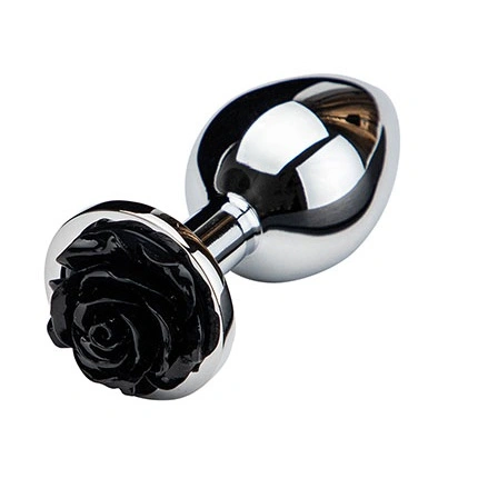 Dop Anal Rose Pleasure Large, Argintiu/Negru, Guilty Toys 1 Dop Anal Rose Pleasure Large, Argintiu/Negru, Guilty Toys