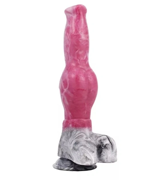 Dildo Wild Dog, Silicon Lichid, Roz/Gri, 28 cm 1 Dildo Wild Dog, Silicon Lichid, Roz/Gri, 28 cm