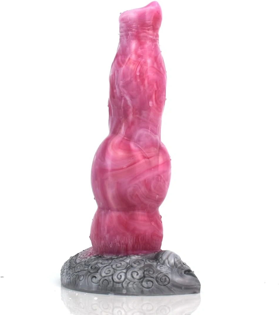 Dildo Savage Dog, Silicon Lichid, Roz/Gri, 21.5 cm 1 Dildo Savage Dog, Silicon Lichid, Roz/Gri, 21.5 cm