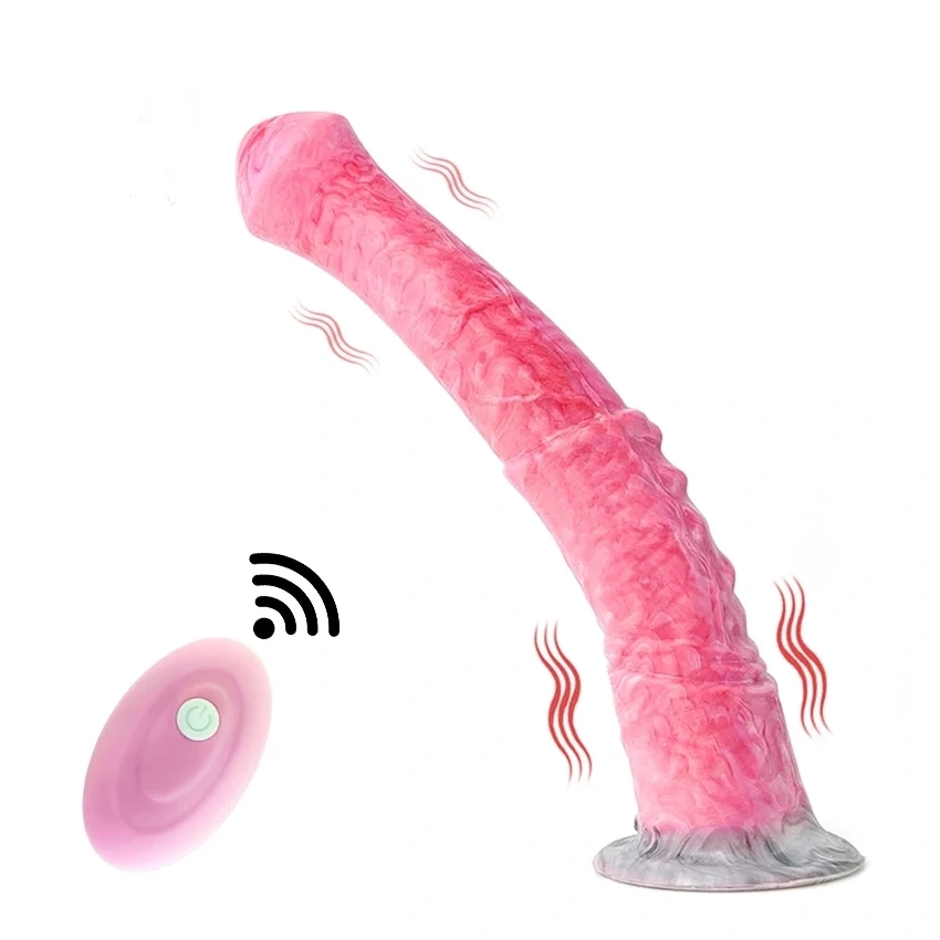 Vibrator Horse Cock, Remote Control, 10 Moduri Vibratii, Silicon Lichid, Roz/Gri, 29 cm 1 Vibrator Horse Cock, Remote Control, 10 Moduri Vibratii, Silicon Lichid, Roz/Gri, 29 cm