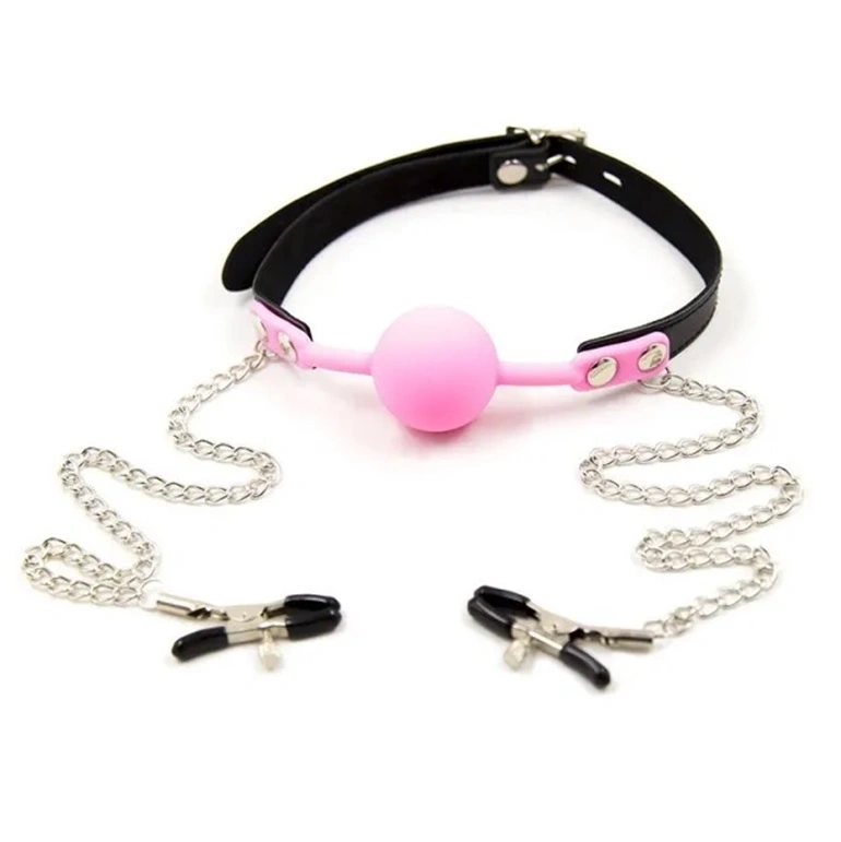 Calus cu Bila din Silicon si Clame de Sfarcuri, Roz, Guilty Toys 1 Calus cu Bila din Silicon si Clame de Sfarcuri, Roz, Guilty Toys