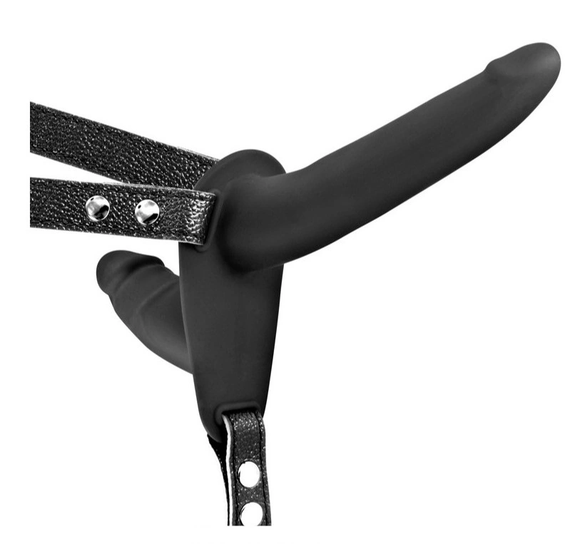 Strap-on pentru Femei-Double Dildo-Silicon, Negru, Guilty Toys 1 Strap-on pentru Femei-Double Dildo-Silicon, Negru, Guilty Toys