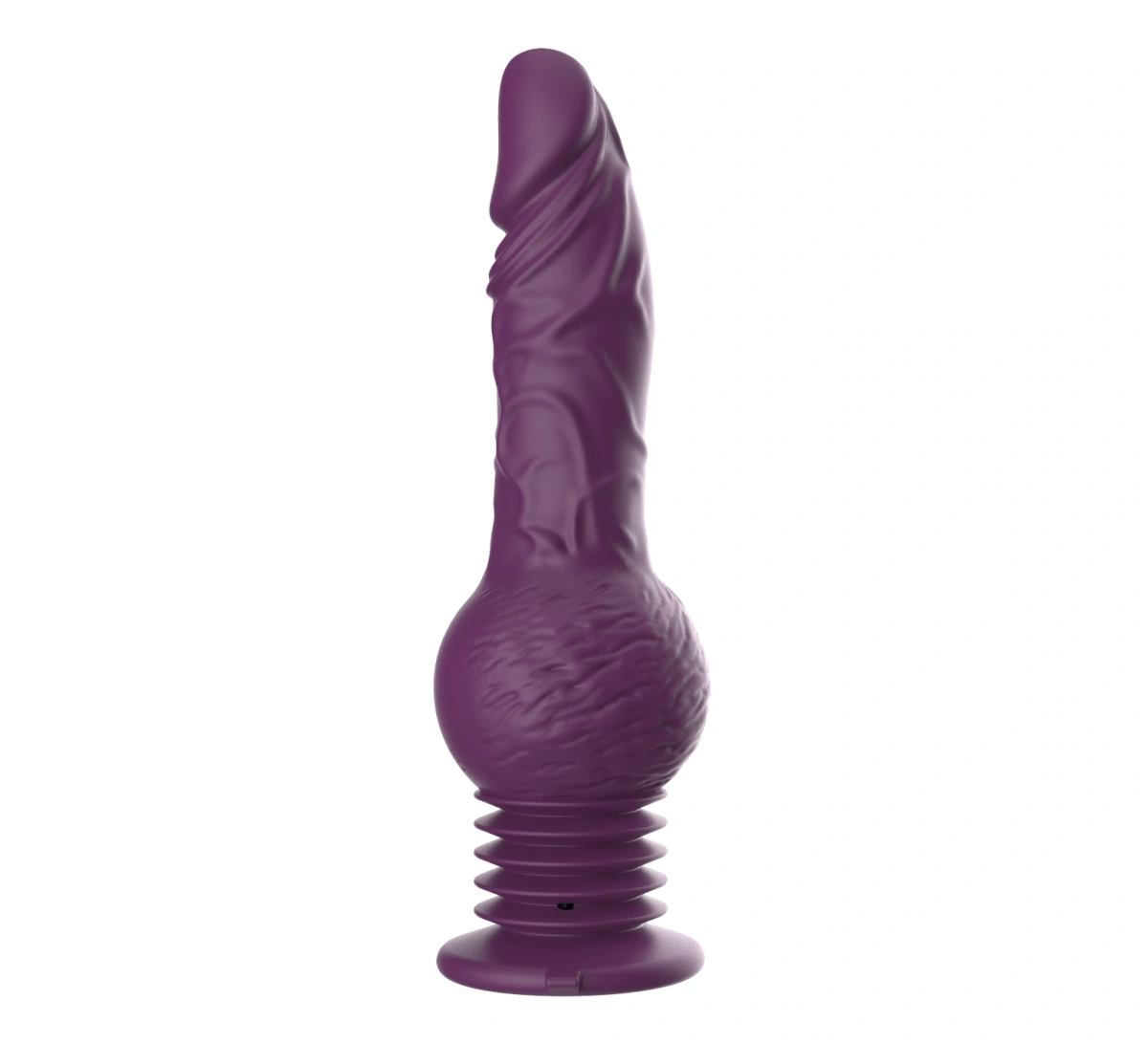 Vibrator Thrusting cu Ventuza, 10 Moduri Vibratii, 3 Moduri Impingere, Silicon, USB, Mov, 25 cm, Passion Labs