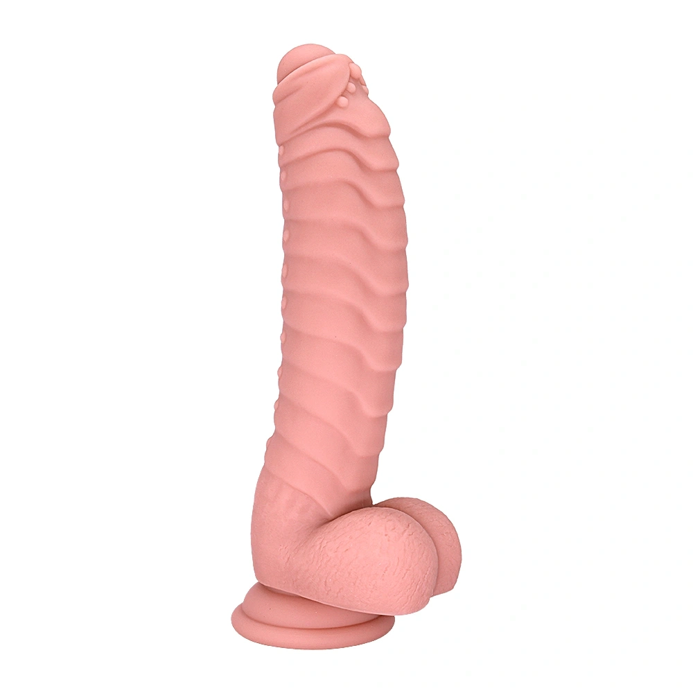 Dildo Ribbed cu Ventuza, Silicon Lichid, Natural, 22.5 cm, Mokko Toys 1 Dildo Ribbed cu Ventuza, Silicon Lichid, Natural, 22.5 cm, Mokko Toys