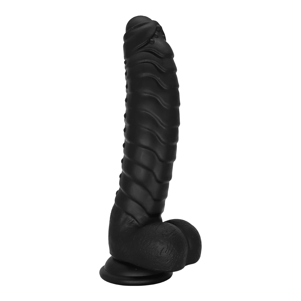 Dildo Ribbed cu Ventuza, Silicon Lichid, Negru, 22.5 cm, Mokko Toys 1 Dildo Ribbed cu Ventuza, Silicon Lichid, Negru, 22.5 cm, Mokko Toys