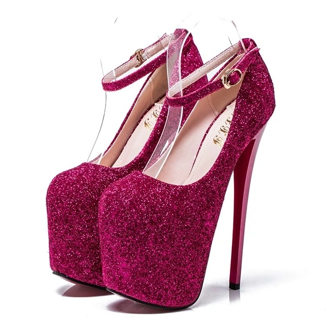 Pantofi cu Toc Inalt si Sclipici Roz, Marime 39 1 Pantofi cu Toc Inalt si Sclipici Roz, Marime 39